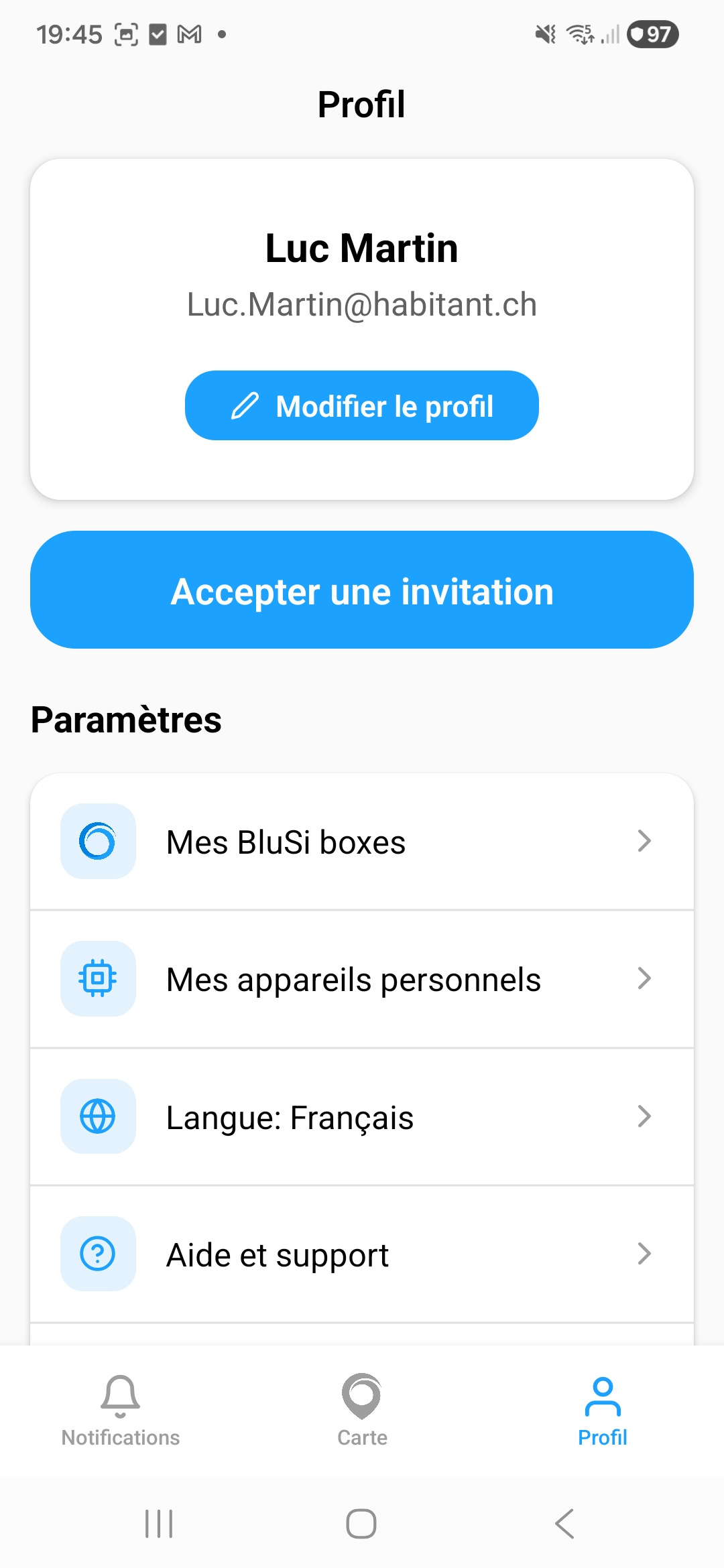 BluSi - Profil utilisateur