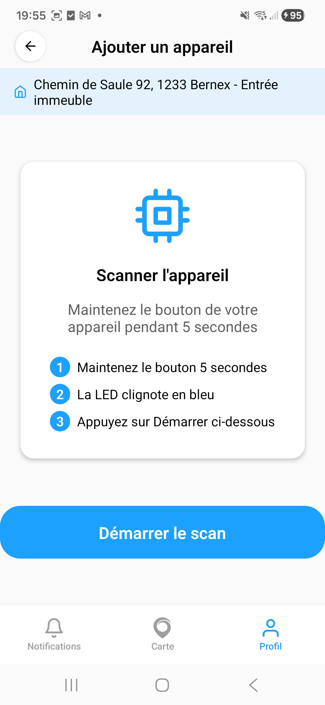Scanner l'appareil