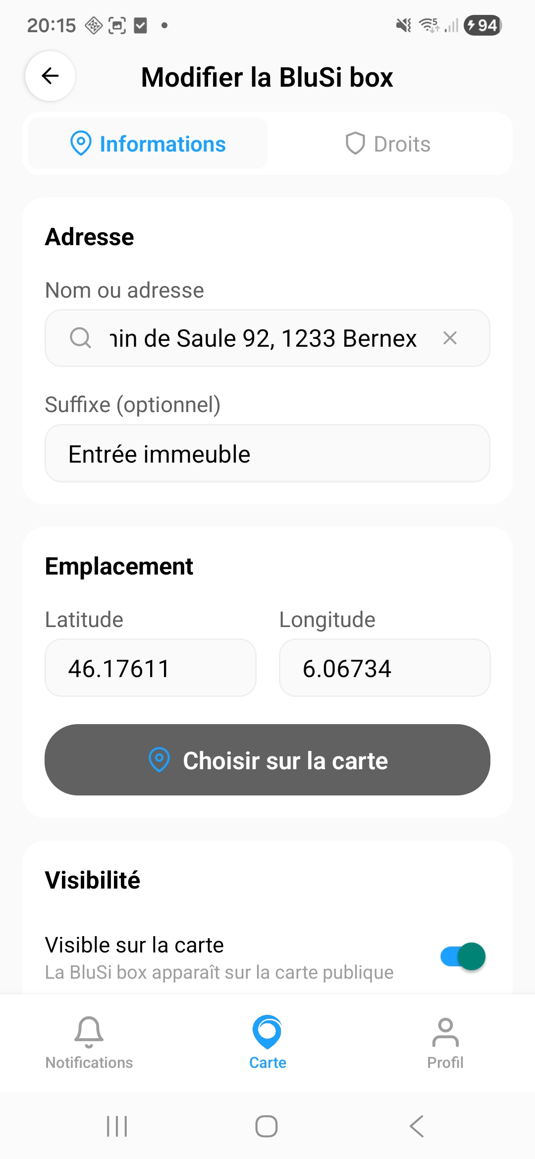 Modifier BluSi Box - Informations
