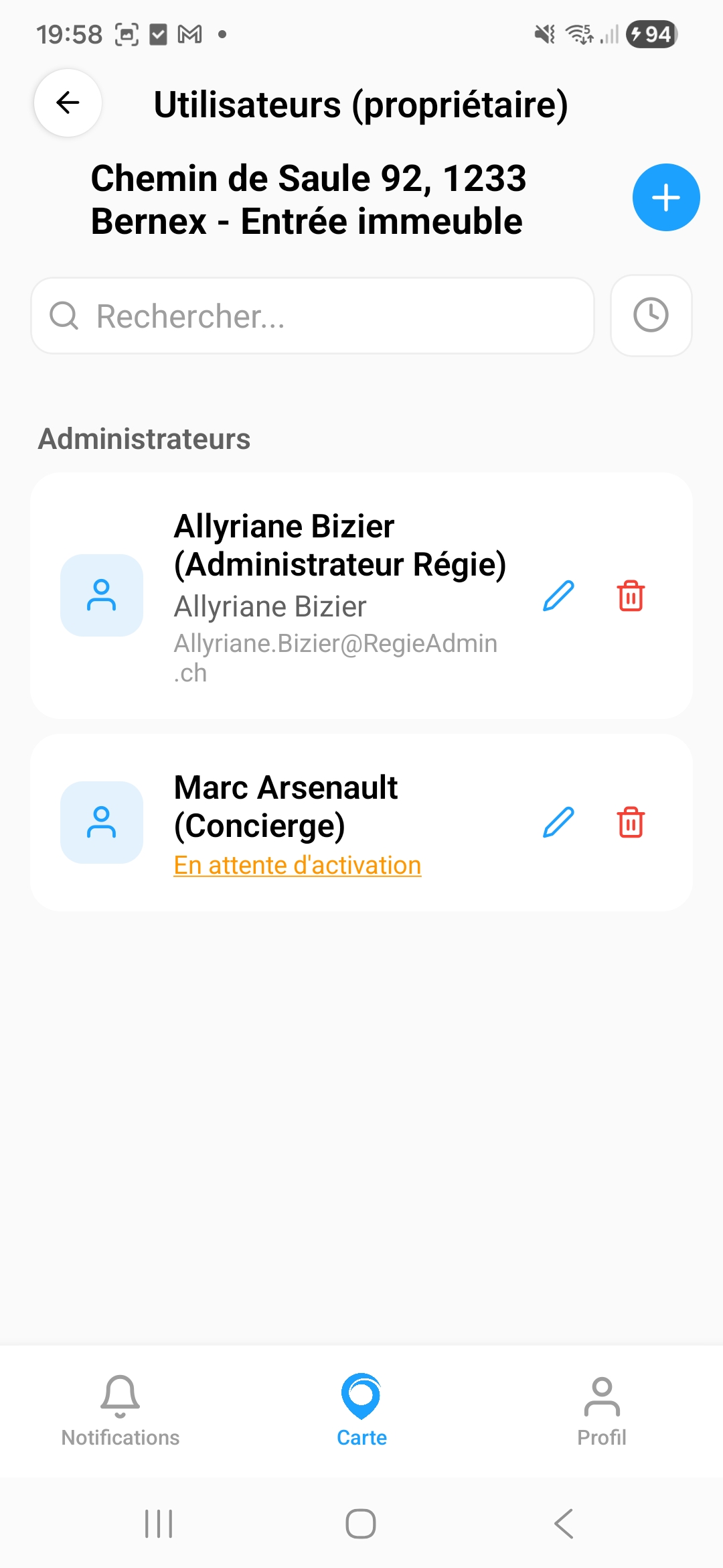 Liste des utilisateurs avances