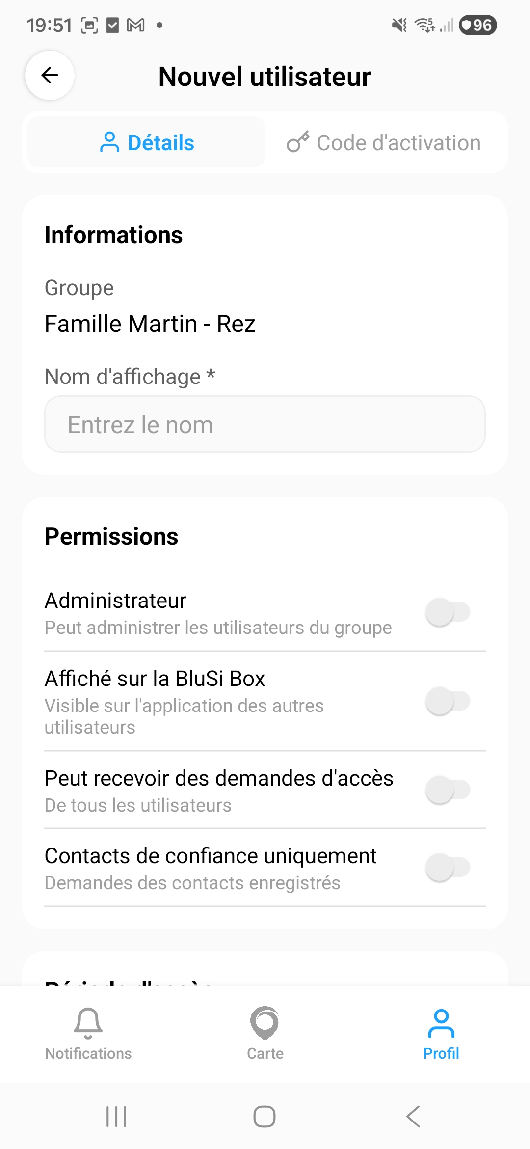 Nouvel utilisateur - Permissions