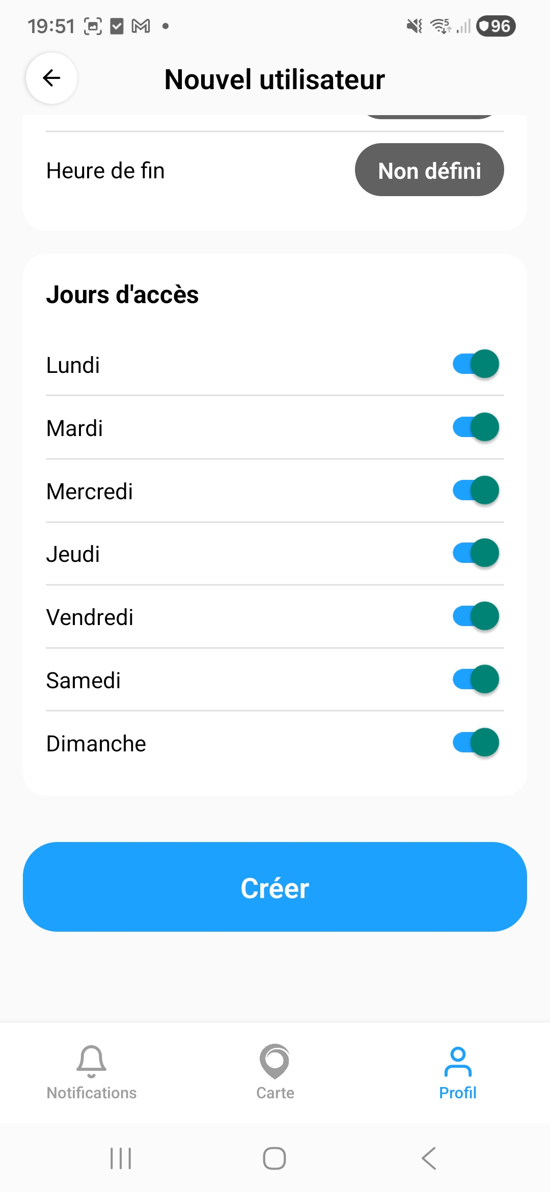 Nouvel utilisateur - Jours