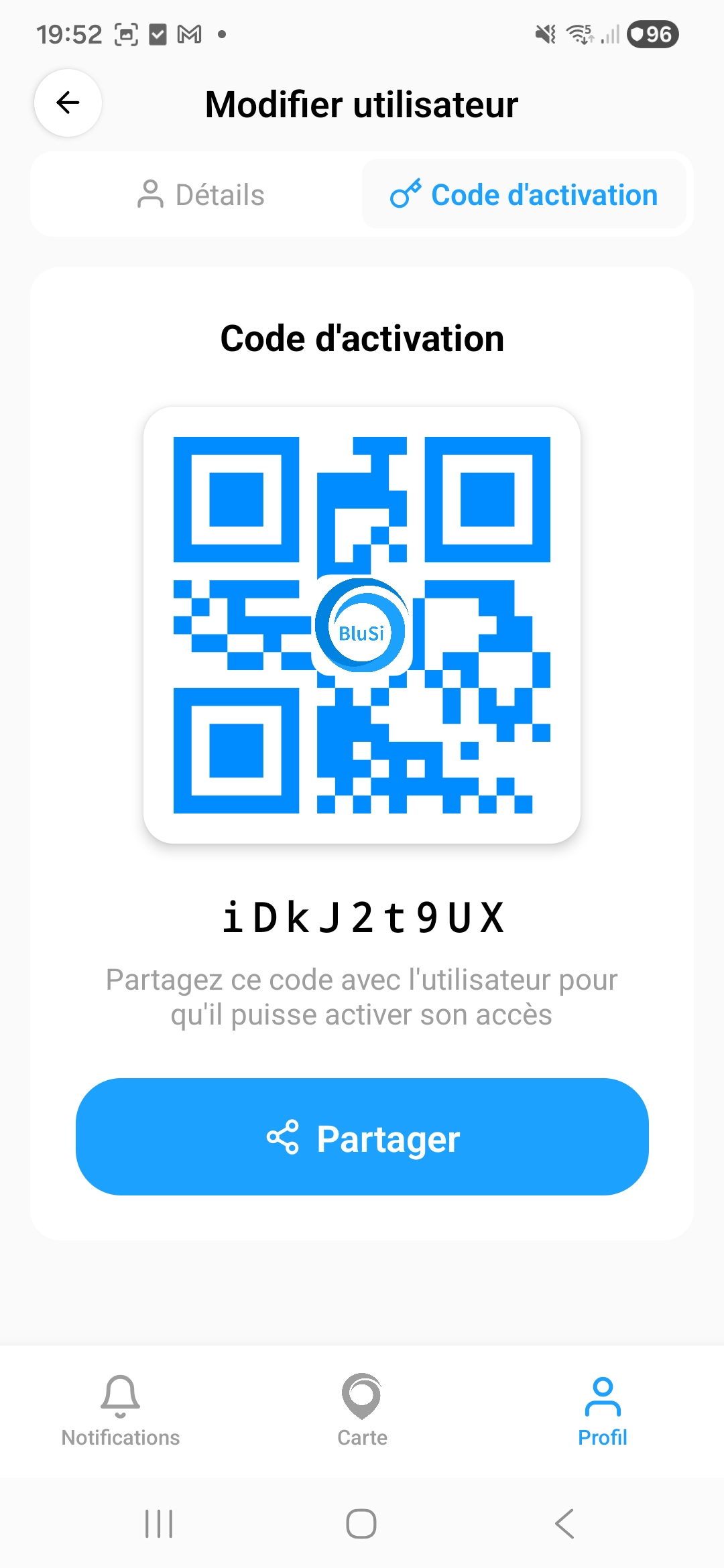 Code d'activation QR